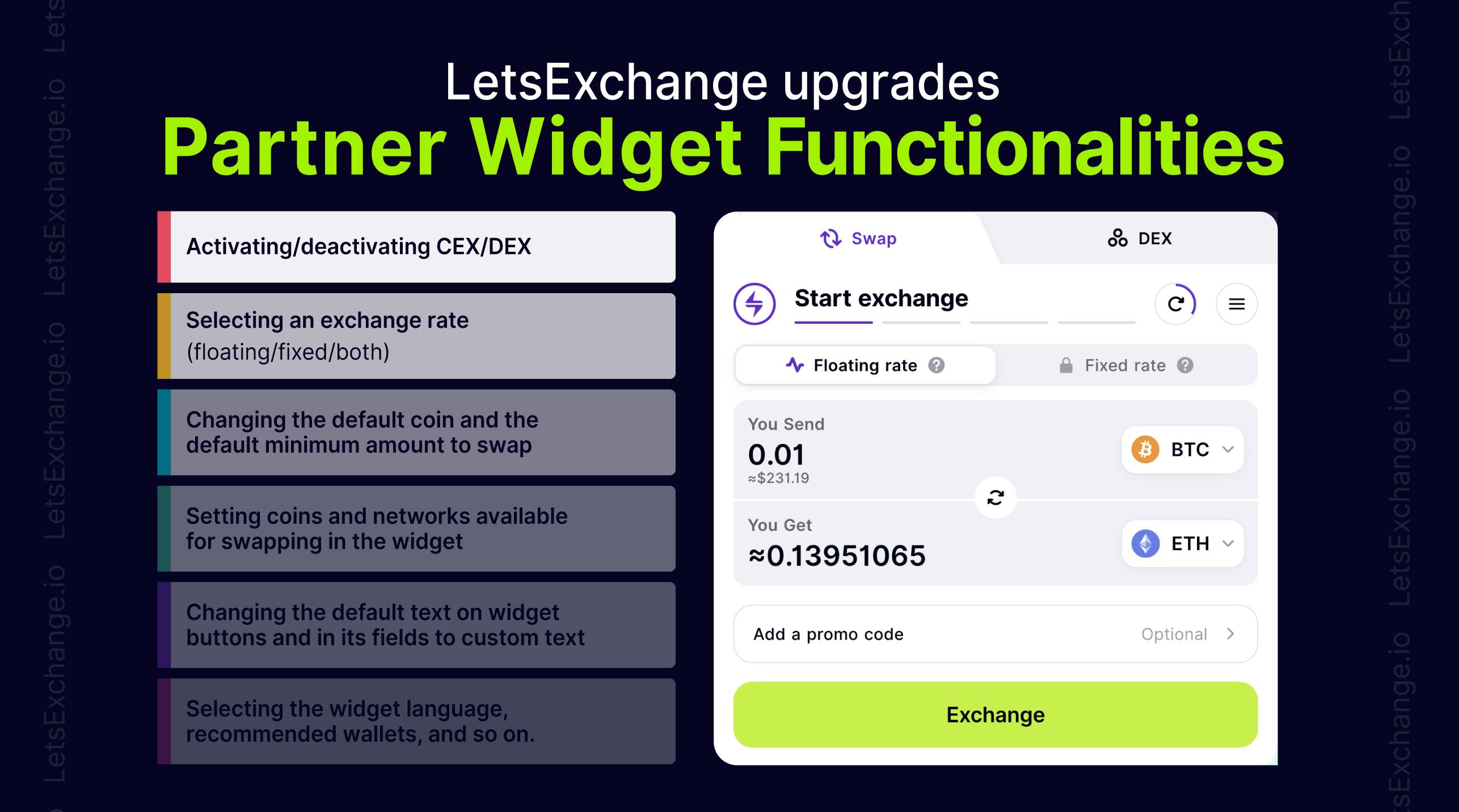 LetsExchange Introduces New Functionalities for Partner Exchange Widget | LetsExchange