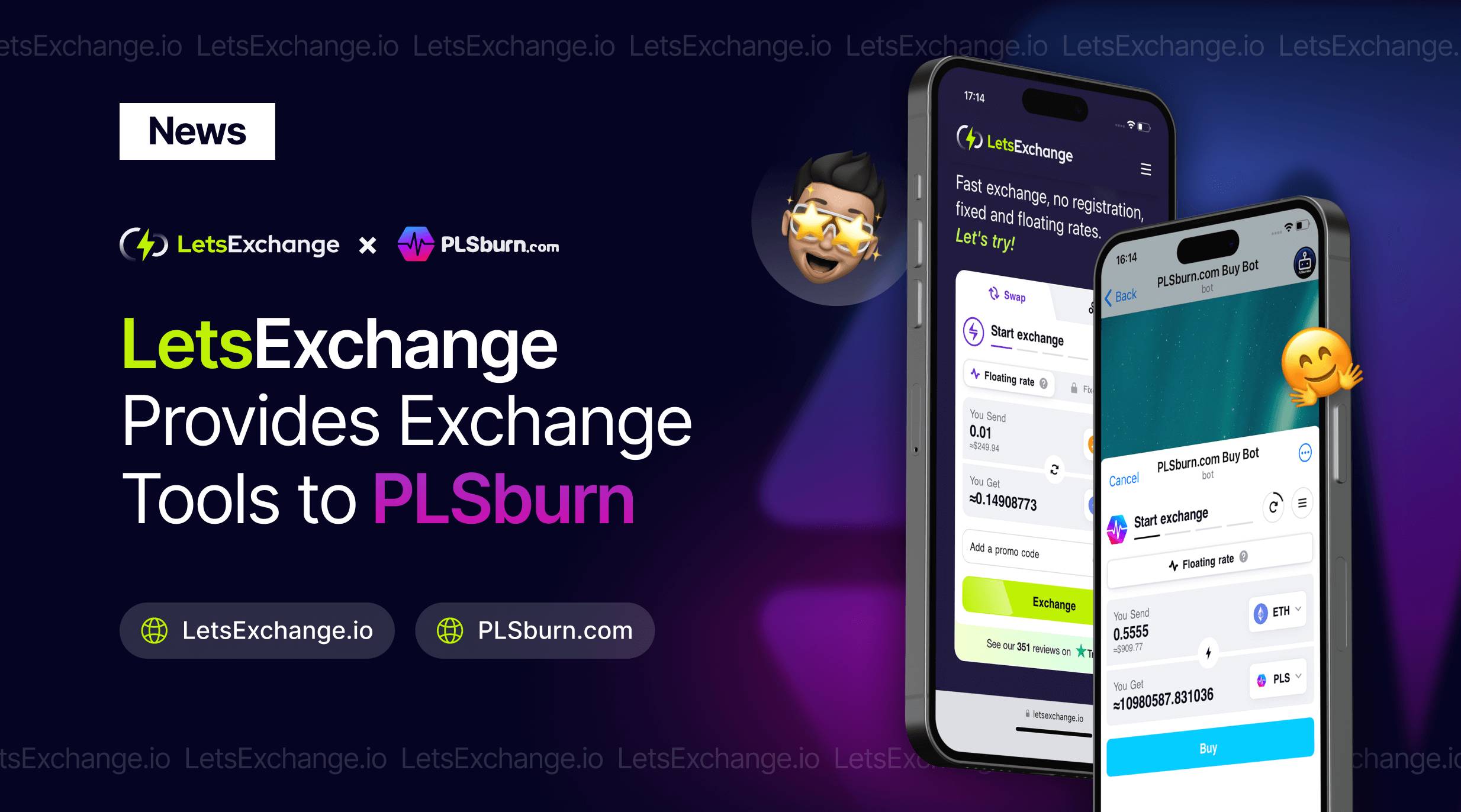 LetsExchange Provides Crypto Exchange Solutions to PLSburn.com | LetsExchange