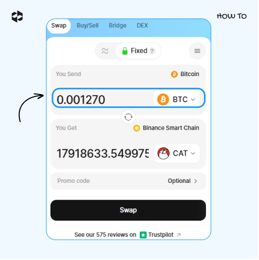 Choose a coin to send and provide the amount to send