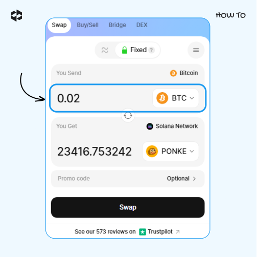 Choose a coin to send and provide the amount to send