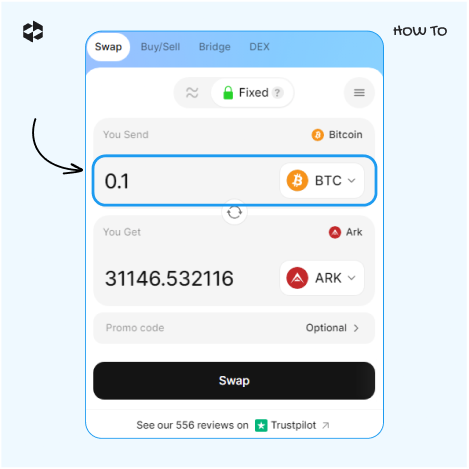 Choose a coin to send and provide the amount to send