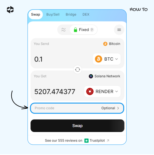 Type in a promo code