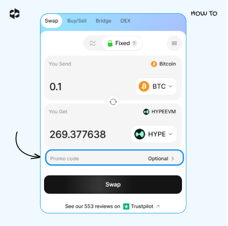 Type in a promo code