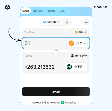 Choose a coin to send and provide the amount to send