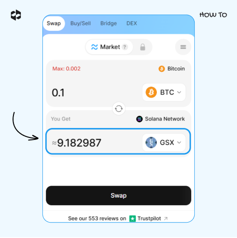 Check the number of coins in the You Get field