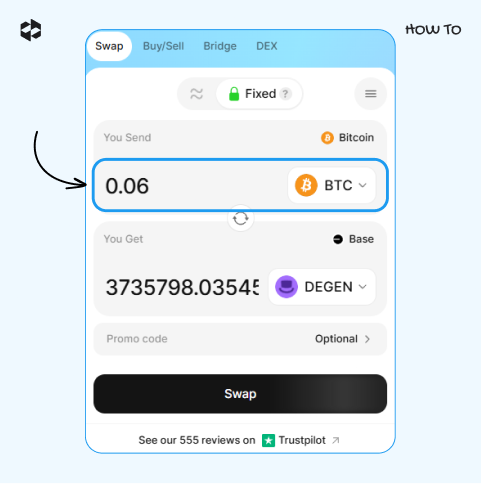 Choose a coin to send and provide the amount to send