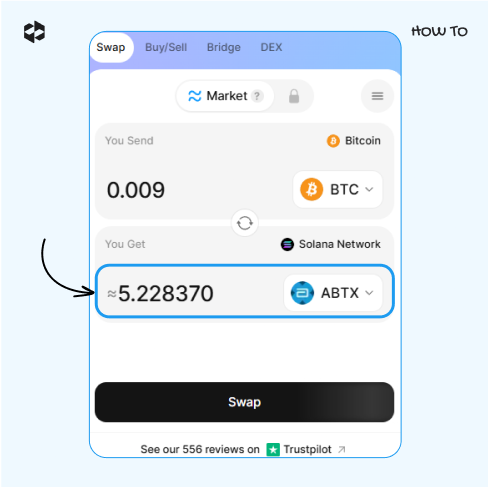 Check the number of coins in the You Get field