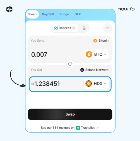 Check the number of coins in the You Get field