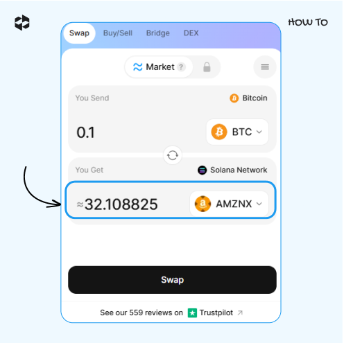 Check the number of coins in the You Get field
