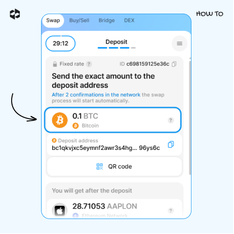 Send the coins to the deposit address