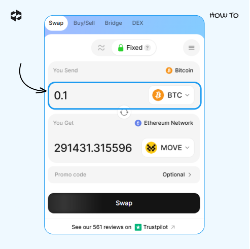 Choose a coin to send and provide the amount to send
