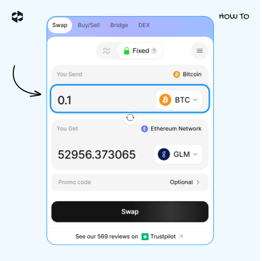 Choose a coin to send and provide the amount to send