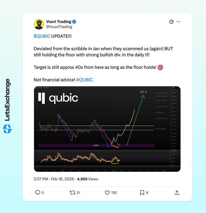 Insight into the future price of the Qubic (QUBIC) coin by an influencer on X
