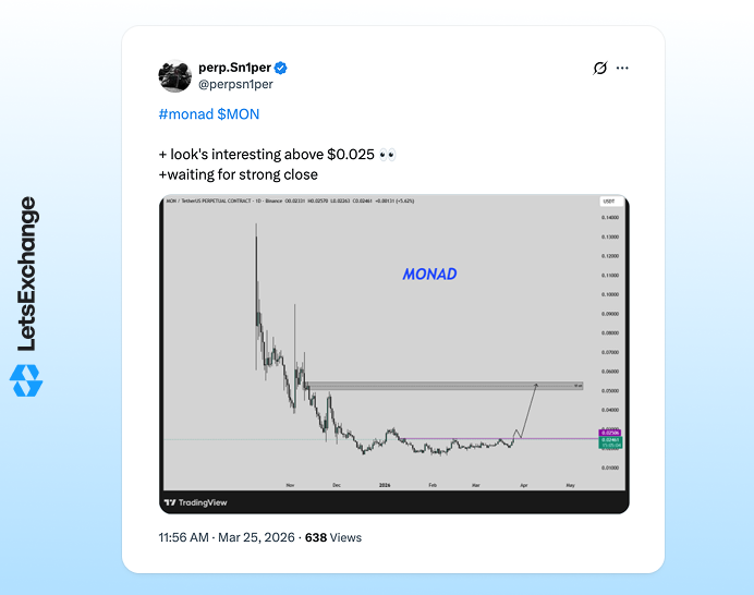 Insight into the future price of the Monad (MON) token by an influencer