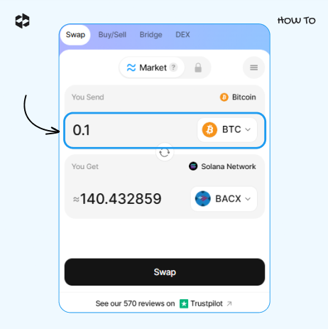 Choose a coin to send and provide the amount to send