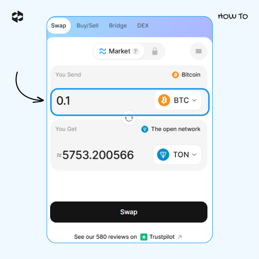Choose a coin to send and provide the amount to send