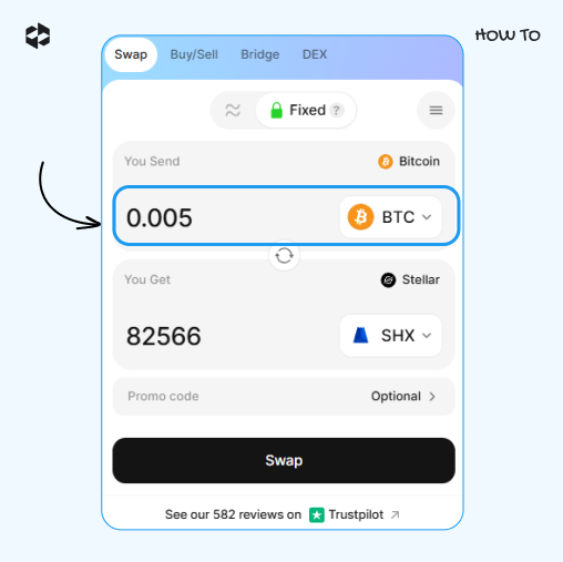 Choose a coin to send and provide the amount to send