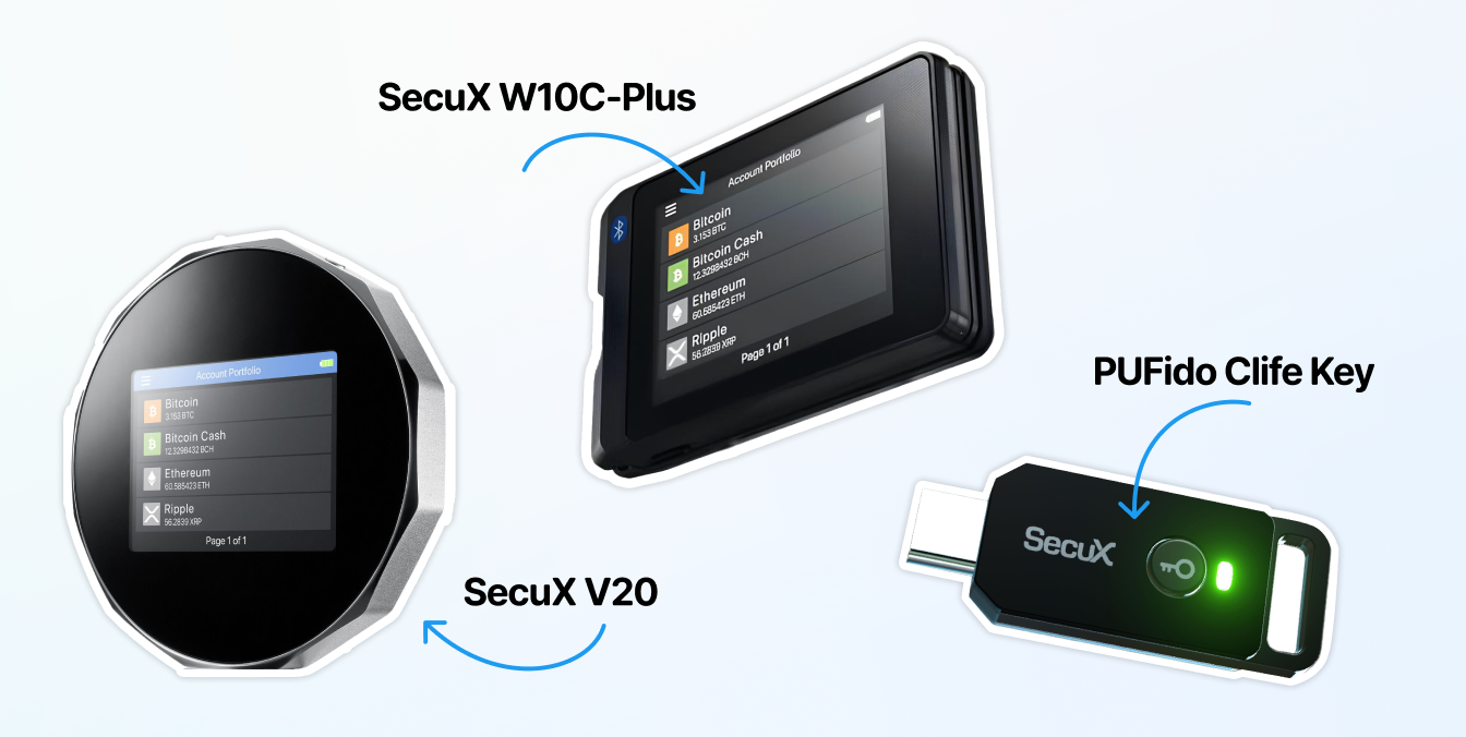 We’ve tested SecuX V20, SecuX W10C-Plus, and PUFido Clife Key