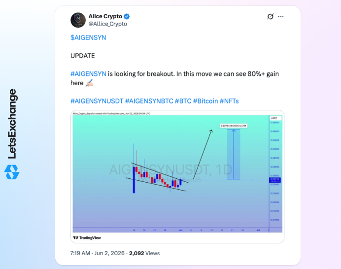 Insight into the future price of the Gensyn (AI) token by an influencer on X.