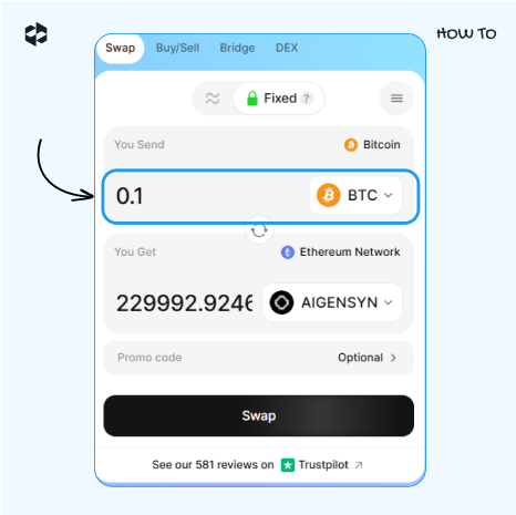 Choose a coin to send and provide the amount to send
