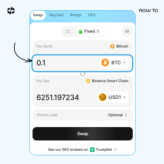 Choose a coin to send and provide the amount to send