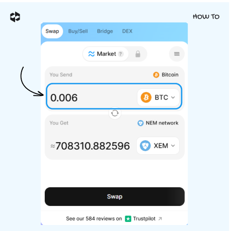 Select a coin to sell and provide the amount