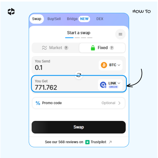 Check the number of coins in the You Get field
