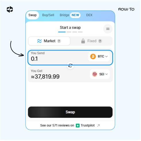 Choose a coin to send and provide amount to send