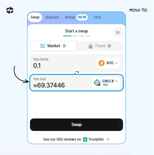 Check the number of coins in the You Get field