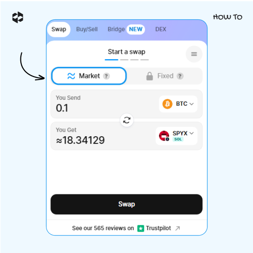Swapping xStocks is available only at a market rate