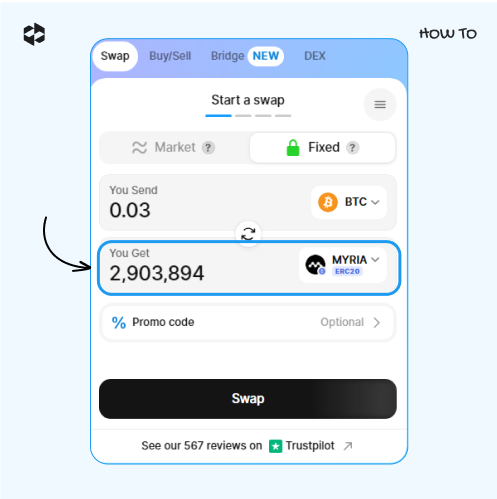 Check the number of coins in the You Get field