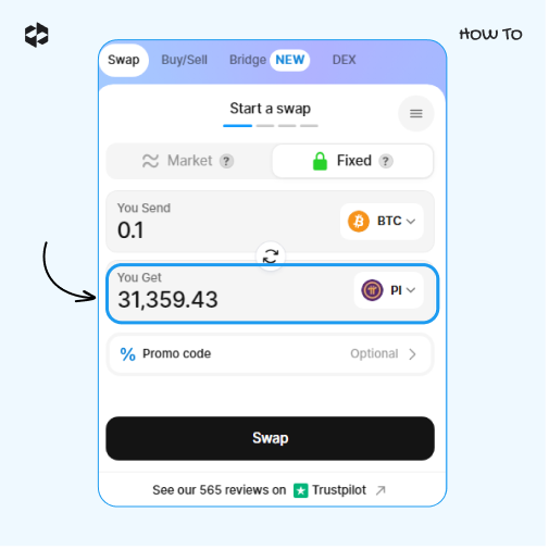 Check the number of coins in the You Get field