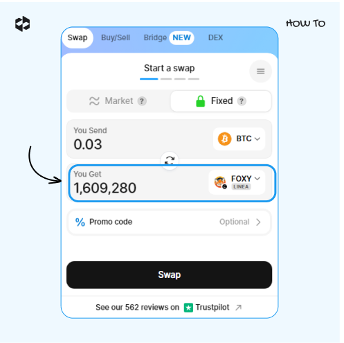 Check the number of coins in the You Get field